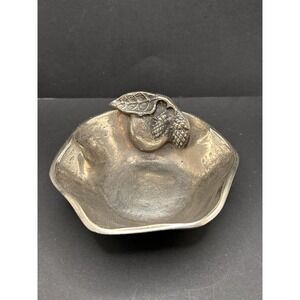 Metal Pewter Home Decor Bowl Leaf Fruit Acorn Silver Candy Trinket Center Dish